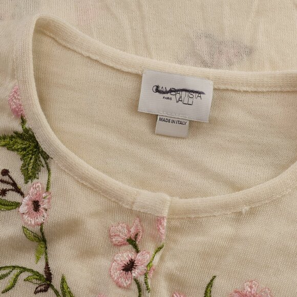 Giambattista Valli Floral Embroidered Knit Cardigan, Ivory, Size IT 42/US 6 - Picture 7 of 15